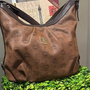 MCM Brown Leather Hobo Bag